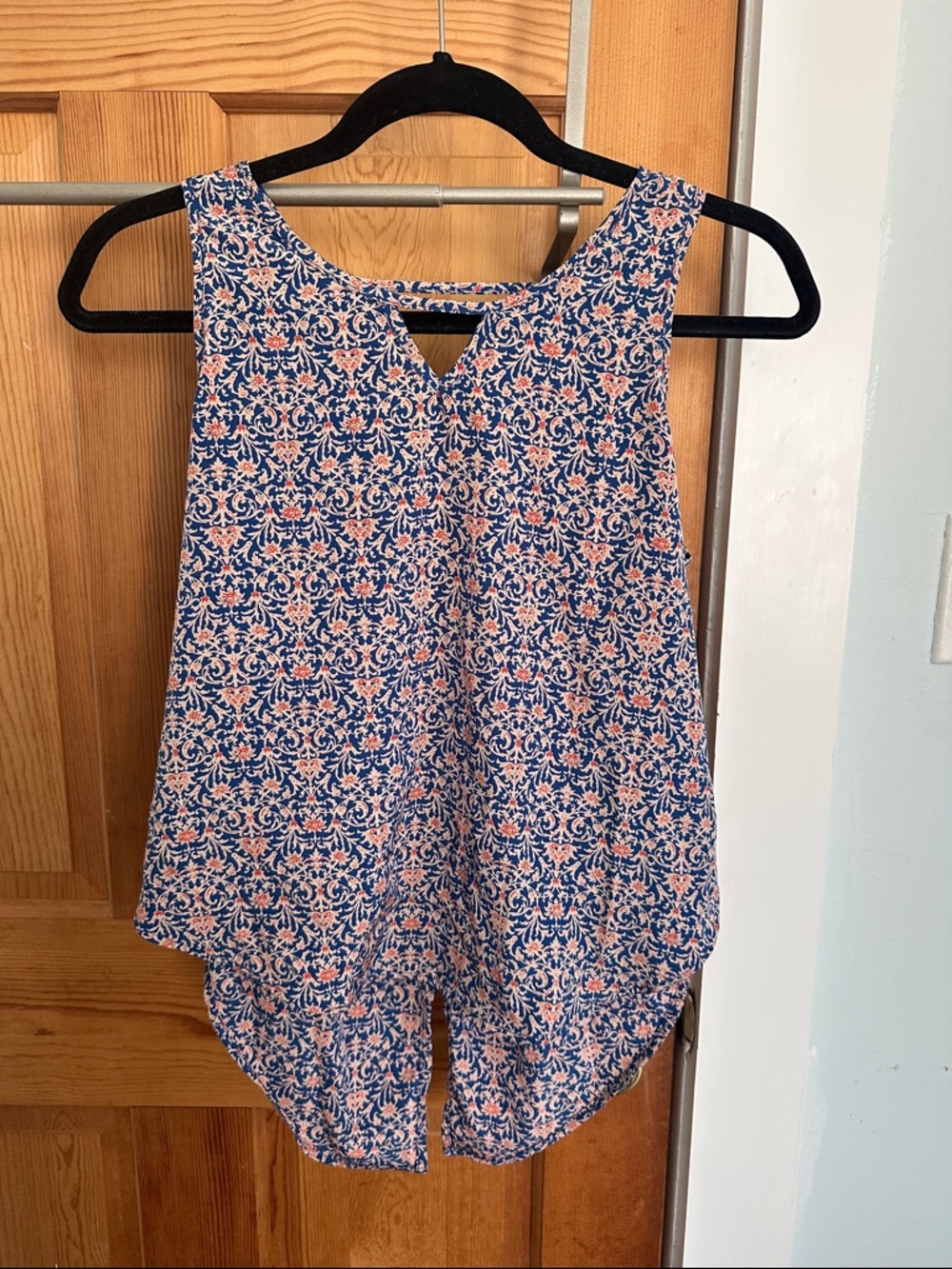 Lush Navy and Coral Floral Sleeveless Camisole